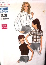 7354 68 VOG SEMI FIT COLLAR BLOUSE SLEEVES OR NOT PATTERN 12 34